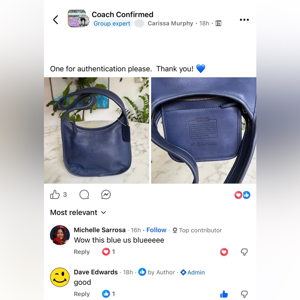 COACH Vintage Ergo Mini Zip 9020 Leather Shoulder Bag 1997 True Blue 90's USA - Picture 15 of 15